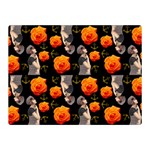 Girl With Roses And Anchors Black Double Sided Flano Blanket (Mini)  35 x27  Blanket Front