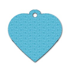 Retro Blue Pattern Dog Tag Heart (one Side) by snowwhitegirl