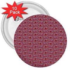 Retro Red Pattern 3  Buttons (10 Pack)  by snowwhitegirl