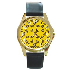 Girl With Popsicle Yello Round Gold Metal Watch by snowwhitegirl