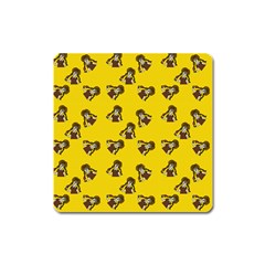 Girl With Popsicle Yello Square Magnet by snowwhitegirl