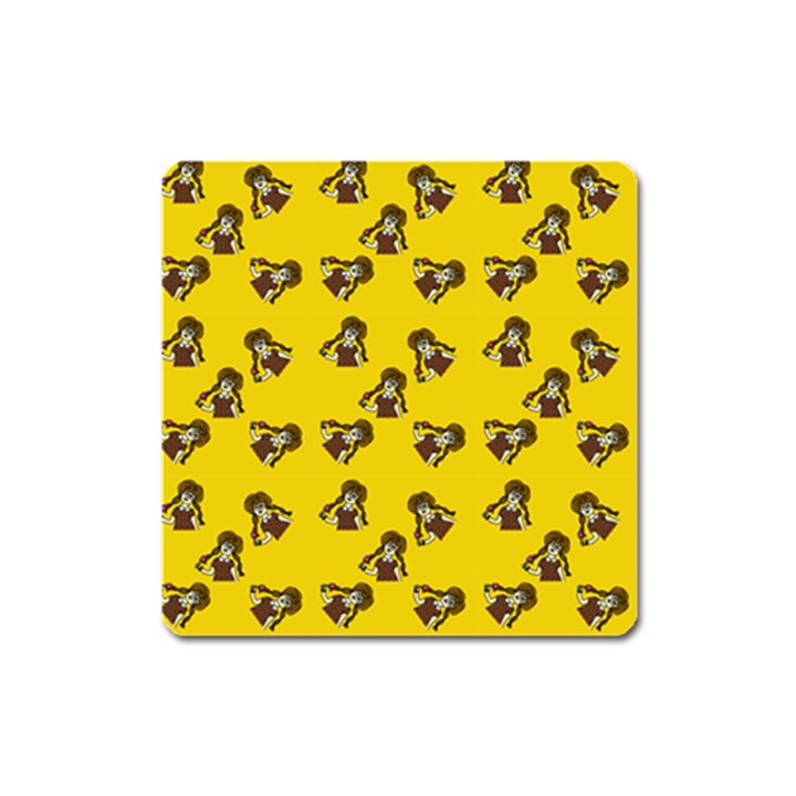 Girl With Popsicle Yello Square Magnet