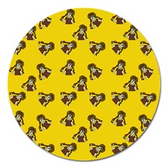 Girl With Popsicle Yello Magnet 5  (round) by snowwhitegirl