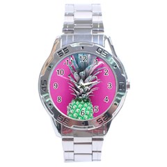 Green Pineapple Stainless Steel Analogue Watch by snowwhitegirl