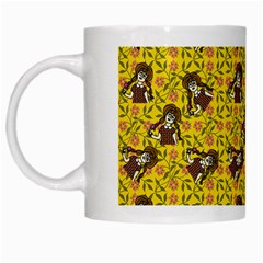 Girl With Popsicle Yellow Floral White Mugs