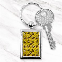 Girl With Popsicle Yellow Floral Key Chains (rectangle)  by snowwhitegirl