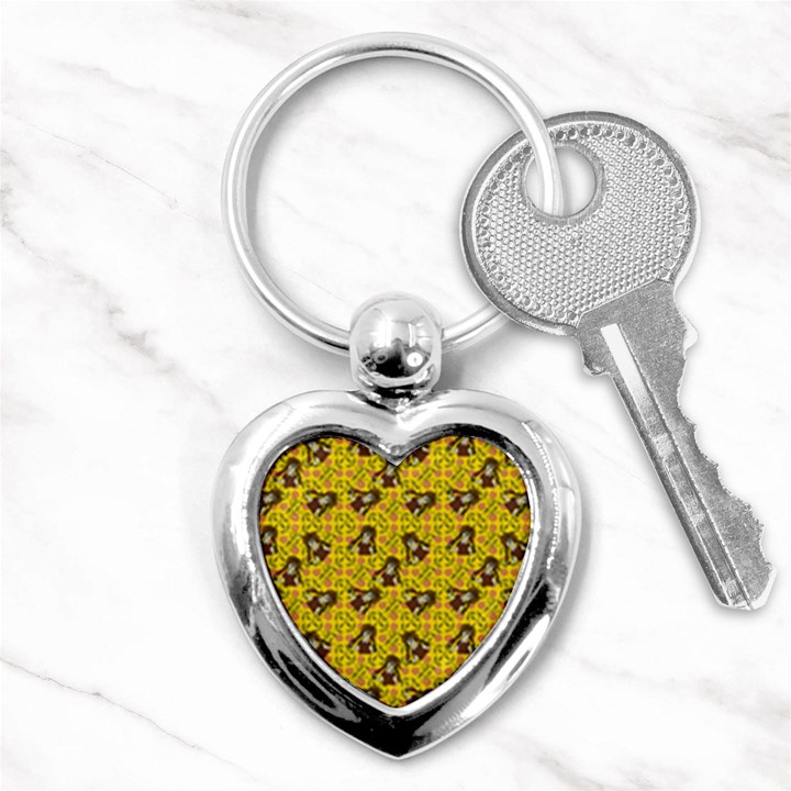 Girl With Popsicle Yellow Floral Key Chains (Heart) 