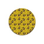 Girl With Popsicle Yellow Floral Magnet 3  (Round) Front