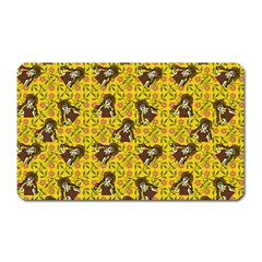 Girl With Popsicle Yellow Floral Magnet (Rectangular)