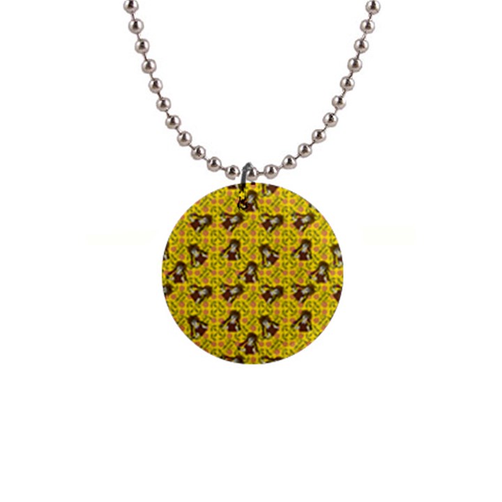 Girl With Popsicle Yellow Floral Button Necklaces