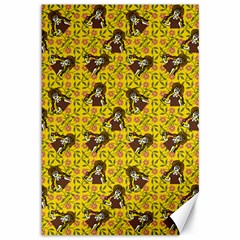 Girl With Popsicle Yellow Floral Canvas 12  X 18  by snowwhitegirl