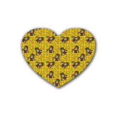 Girl With Popsicle Yellow Floral Heart Coaster (4 pack) 