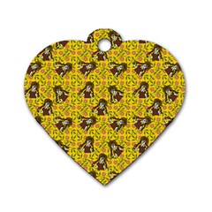 Girl With Popsicle Yellow Floral Dog Tag Heart (One Side)