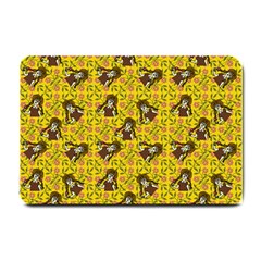 Girl With Popsicle Yellow Floral Small Doormat  by snowwhitegirl