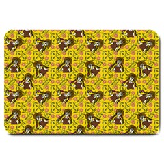 Girl With Popsicle Yellow Floral Large Doormat  by snowwhitegirl