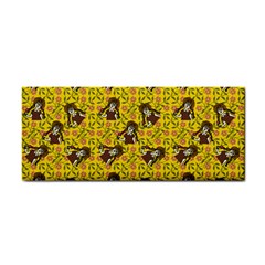 Girl With Popsicle Yellow Floral Hand Towel