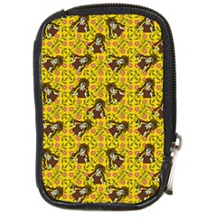 Girl With Popsicle Yellow Floral Compact Camera Leather Case