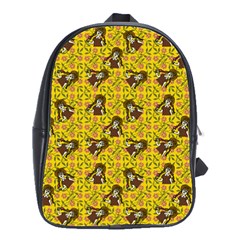 Girl With Popsicle Yellow Floral School Bag (Large)