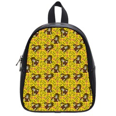 Girl With Popsicle Yellow Floral School Bag (small) by snowwhitegirl