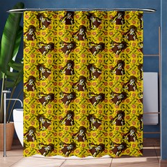 Girl With Popsicle Yellow Floral Shower Curtain 60  x 72  (Medium) 