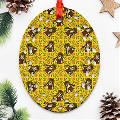 Girl With Popsicle Yellow Floral Ornament (Oval Filigree)