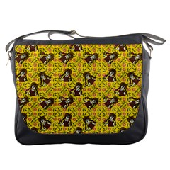 Girl With Popsicle Yellow Floral Messenger Bag