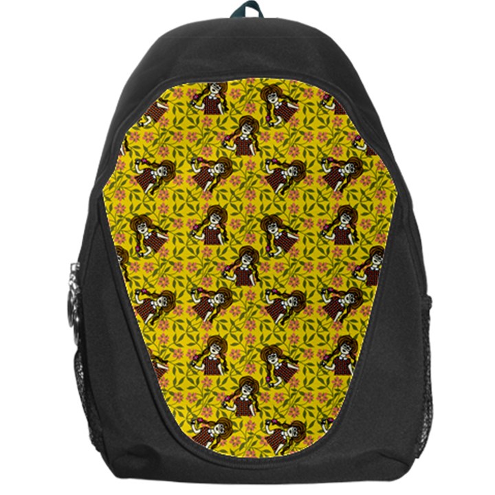 Girl With Popsicle Yellow Floral Backpack Bag