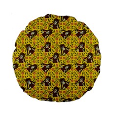 Girl With Popsicle Yellow Floral Standard 15  Premium Round Cushions