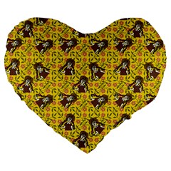 Girl With Popsicle Yellow Floral Large 19  Premium Heart Shape Cushions by snowwhitegirl