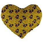 Girl With Popsicle Yellow Floral Large 19  Premium Heart Shape Cushions Front