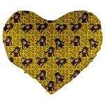 Girl With Popsicle Yellow Floral Large 19  Premium Heart Shape Cushions Back