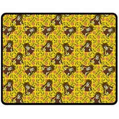 Girl With Popsicle Yellow Floral Double Sided Fleece Blanket (medium)  by snowwhitegirl