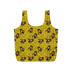 Girl With Popsicle Yellow Floral Full Print Recycle Bag (S)