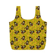 Girl With Popsicle Yellow Floral Full Print Recycle Bag (M)