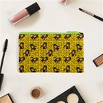 Girl With Popsicle Yellow Floral Cosmetic Bag (XS) Back