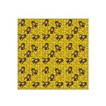 Girl With Popsicle Yellow Floral Satin Bandana Scarf Front