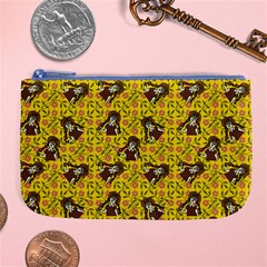 Girl With Popsicle Yellow Floral Large Coin Purse