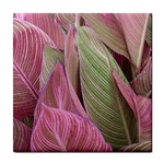 Pink Leaves Tile Coasters Front