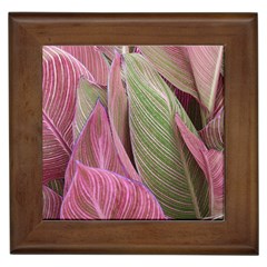 Pink Leaves Framed Tiles