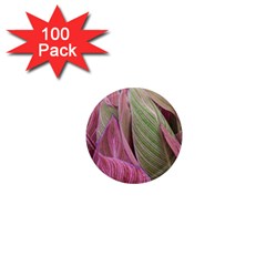 Pink Leaves 1  Mini Magnets (100 pack) 