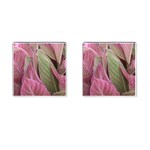 Pink Leaves Cufflinks (Square) Front(Pair)