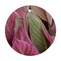 Pink Leaves Round Ornament (Two Sides)