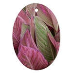 Pink Leaves Oval Ornament (Two Sides) Front