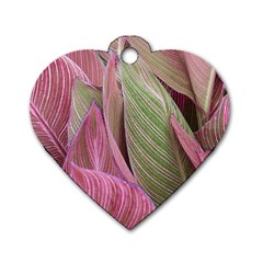 Pink Leaves Dog Tag Heart (Two Sides)