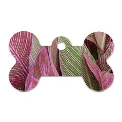 Pink Leaves Dog Tag Bone (Two Sides)