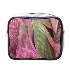 Pink Leaves Mini Toiletries Bag (One Side)