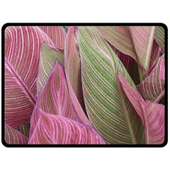 Pink Leaves Fleece Blanket (Large) 