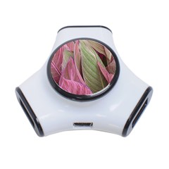 Pink Leaves 3-Port USB Hub