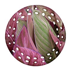 Pink Leaves Ornament (Round Filigree)