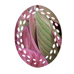 Pink Leaves Oval Filigree Ornament (Two Sides) Front